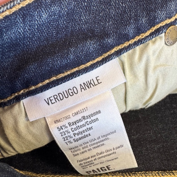 PAIGE Verdugo Ankle Mid-Rise Ultra Skinny Blue Jeans Size 31 - Picture 10 of 14